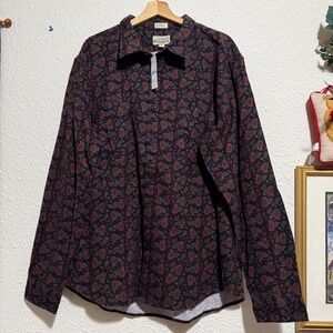 J.Crew Classic XXL Mid-Weight Flannel Shirt Regenerative Cotton Paisley Pattern‎